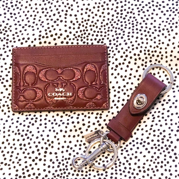 Coach Purple Card Holder & Keychain - Picture 1 of 4